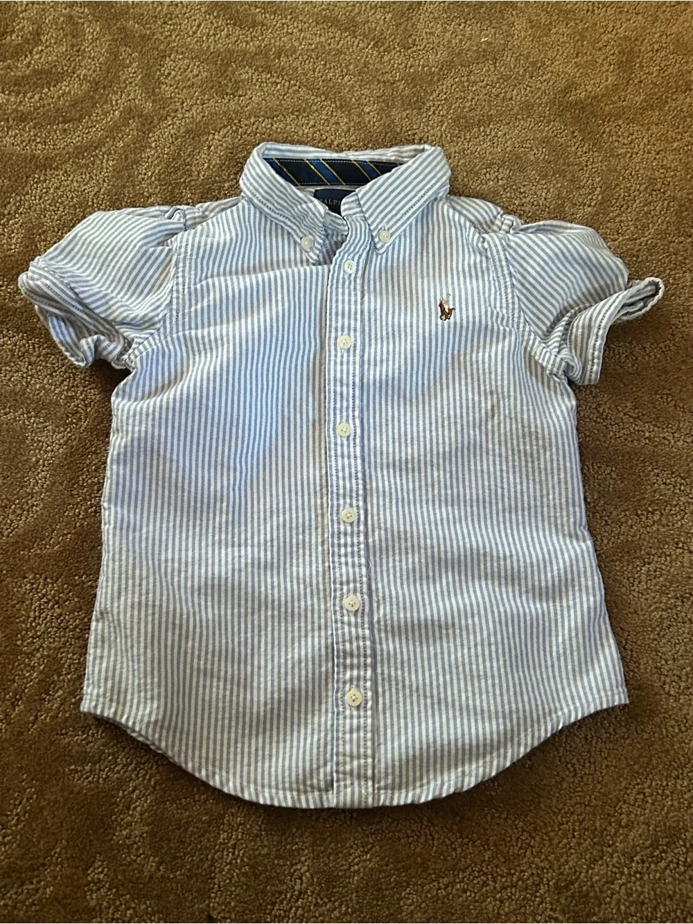 Ralph Lauren Light Blue & White Striped Button-Down Shirt